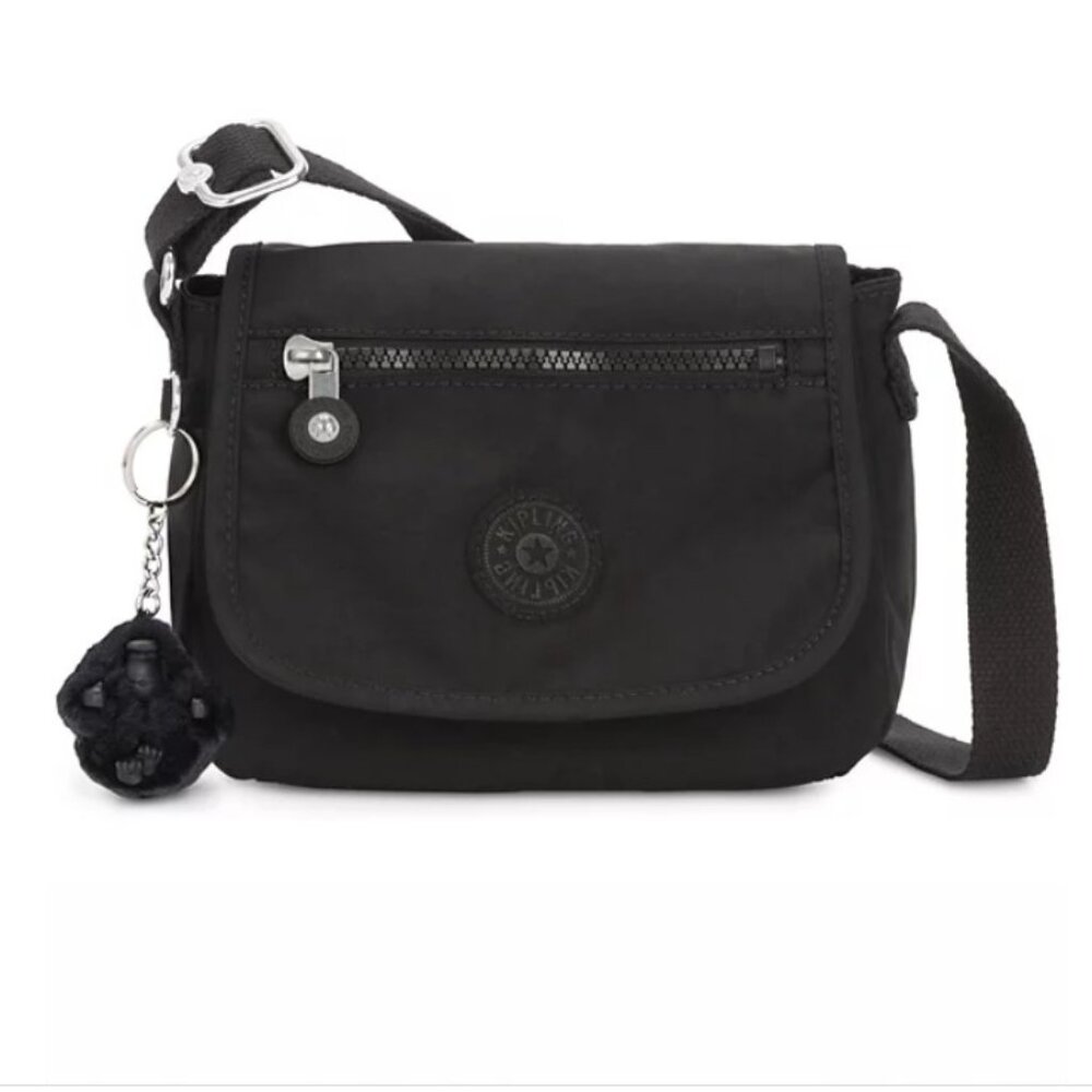 Kipling Sabian Mini Crossbody Bag Black Noir Nylon Adjustable Strap Purse - Picture 1 of 5